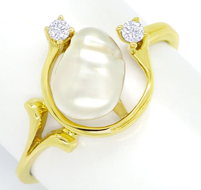 Foto 2 - Diamantring mit Keshi Perle und Brillanten 14K Gelbgold, Q1446