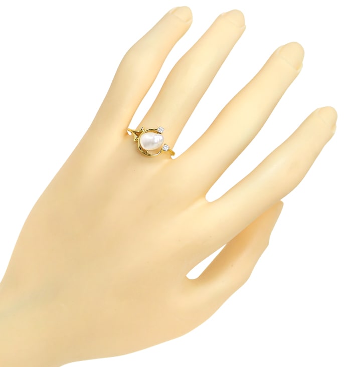 Foto 4 - Diamantring mit Keshi Perle und Brillanten 14K Gelbgold, Q1446