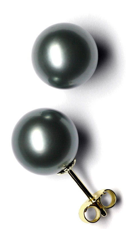Foto 2 - Echte 11,1mm Tahiti Perlen, Gelbgold-Ohrstecker, S1022