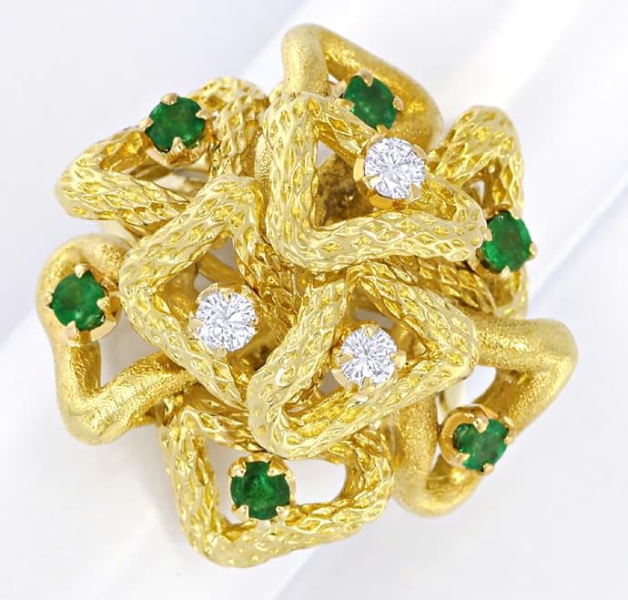 Foto 2 - Exklusiver Smaragde Diamanten Blüten Goldring, S5131